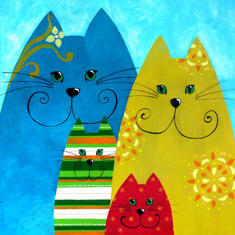 Kunstkaart eigenwijze katten - Kunstkaarten Kunstkaarten - Kunstkaart eigenwijze katten