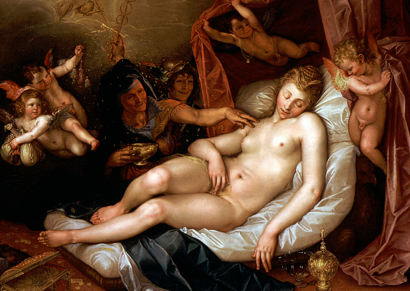 Kunstkaart van Hendrick Goltzius. Danaë - Kunstkaarten Kunstkaarten - Kunstkaart van Hendrick Goltzius. Danaë