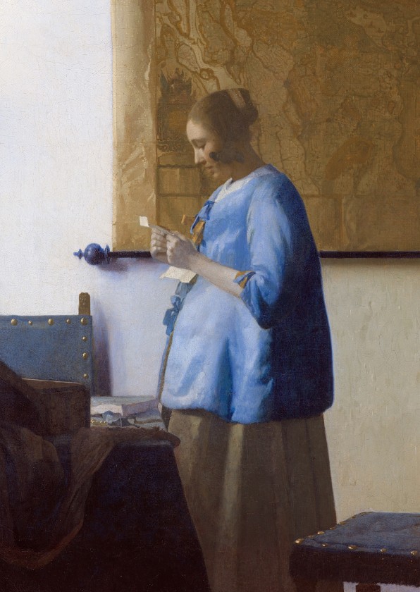 Kunstkaart van Vermeer. Vrouw die een brief leest - Kunstkaarten Kunstkaarten - Kunstkaart van Vermeer. Vrouw die een brief leest