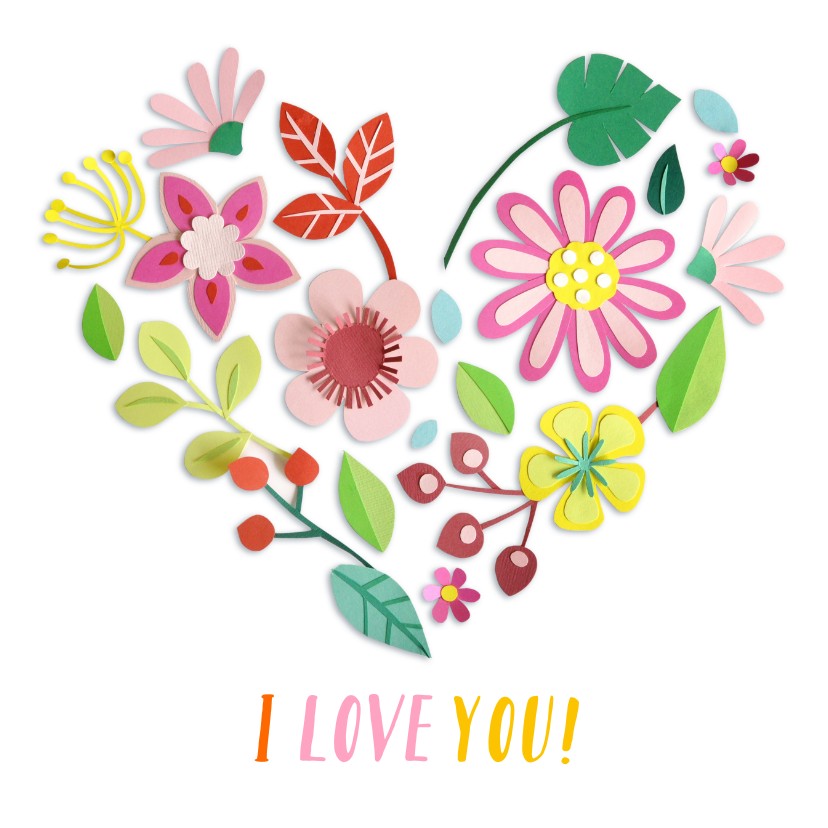 Liefde kaarten - I love you bloemenhart