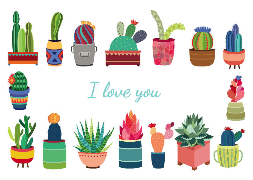I love you cactus - DH - Liefde kaarten Liefde kaarten - I love you cactus - DH