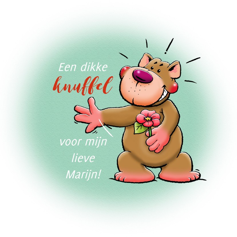 Leuke liefde kaart met knuffelbeertje en bloem - Liefde kaarten Liefde kaarten - Leuke liefde kaart met knuffelbeertje en bloem