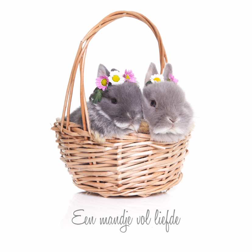 Liefde - Een mandje vol liefde - Konijntjes - Liefde kaarten Liefde kaarten - Liefde - Een mandje vol liefde - Konijntjes