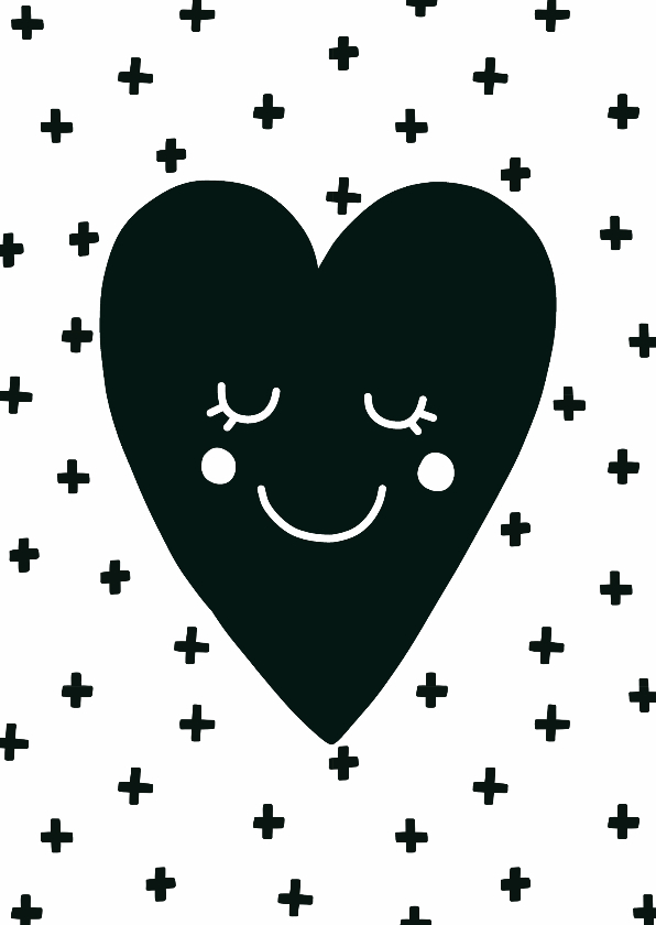 Liefde kaart Hart zwartwit - WW - Liefde kaarten Liefde kaarten - Liefde kaart Hart zwartwit - WW