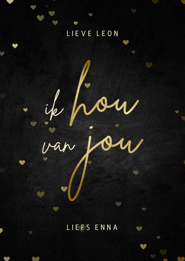Liefde kaart ik hou van jou krijtbord met goud - Liefde kaarten Liefde kaarten - Liefde kaart ik hou van jou krijtbord met goud