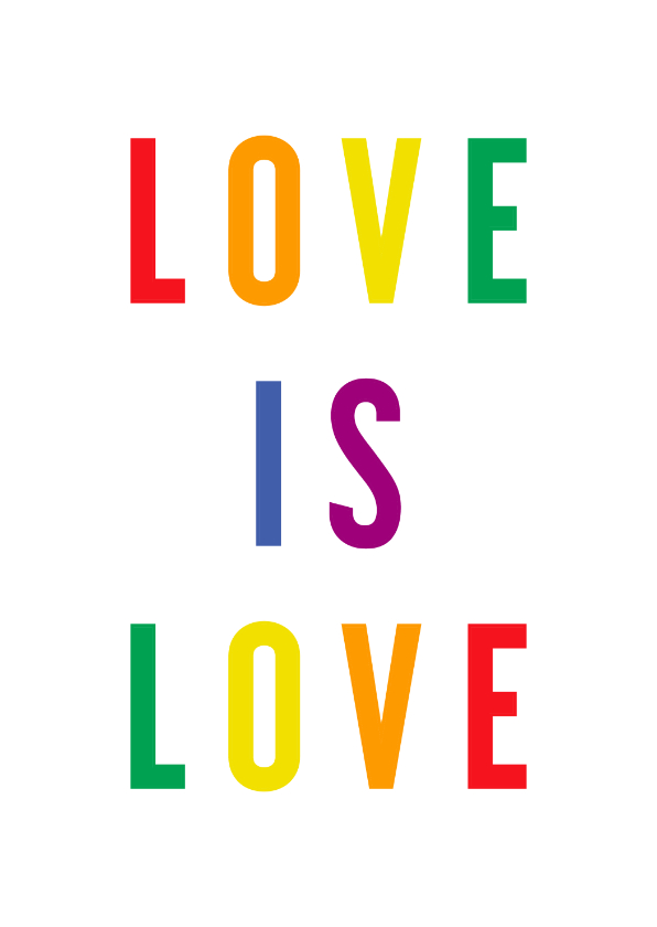Liefde kaart love is love regenboogkleuren - Liefde kaarten Liefde kaarten - Liefde kaart love is love regenboogkleuren