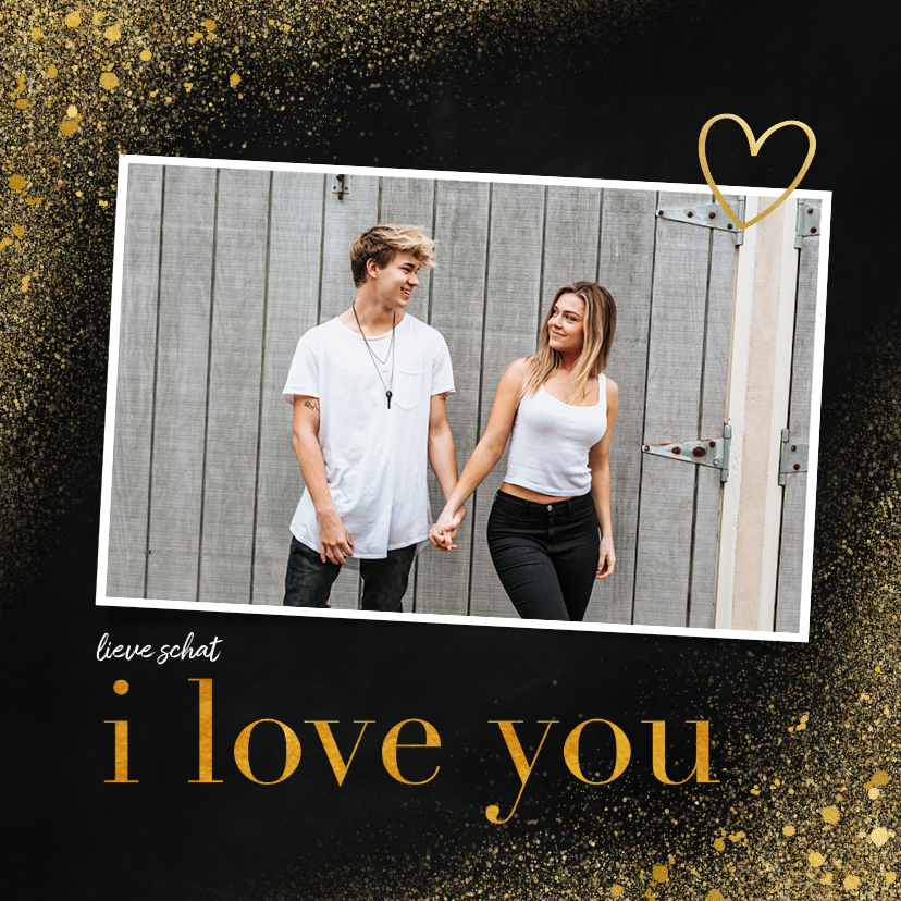 Liefde kaart met foto en goudlook i love you - Liefde kaarten Liefde kaarten - Liefde kaart met foto en goudlook i love you