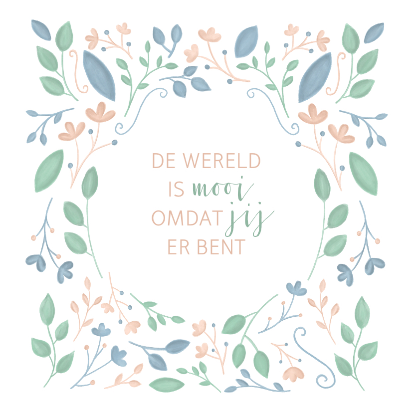 Liefde kaart met geïllustreerde bloemen - Liefde kaarten Liefde kaarten - Liefde kaart met geïllustreerde bloemen