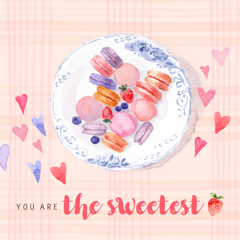 Liefde kaart met makarons illustratie - Liefde kaarten Liefde kaarten - Liefde kaart met makarons illustratie