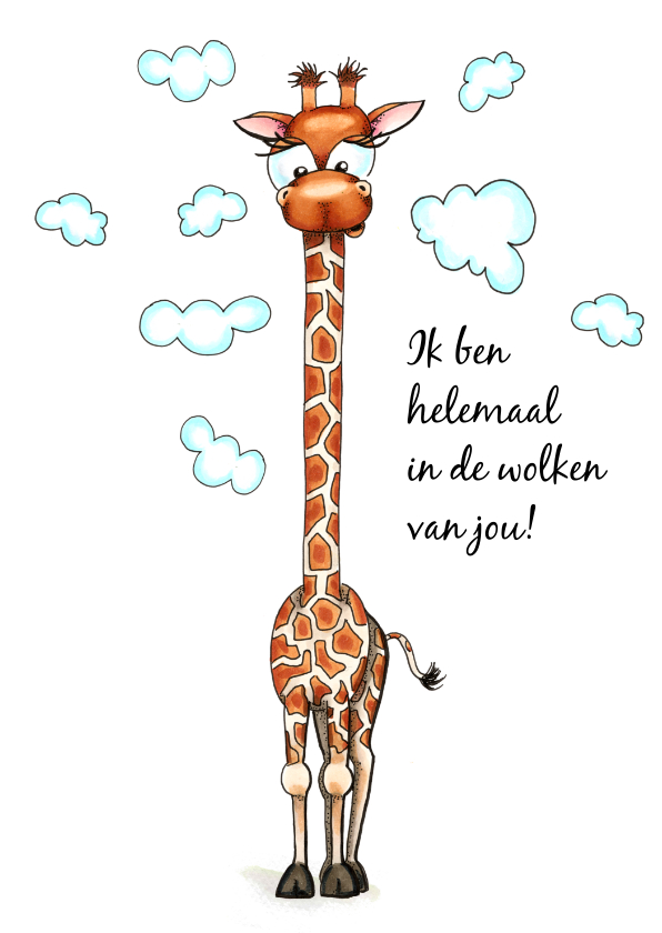 Liefde kaarten - Liefde kaarten giraffe met hoofd in de wolken
