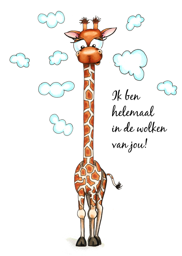 Liefde kaarten giraffe met hoofd in de wolken - Liefde kaarten Liefde kaarten - Liefde kaarten giraffe met hoofd in de wolken