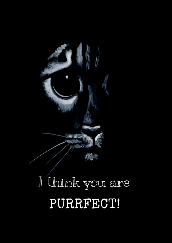 Liefde kaarten poezenkop in het donker purrfect - Liefde kaarten Liefde kaarten - Liefde kaarten poezenkop in het donker purrfect