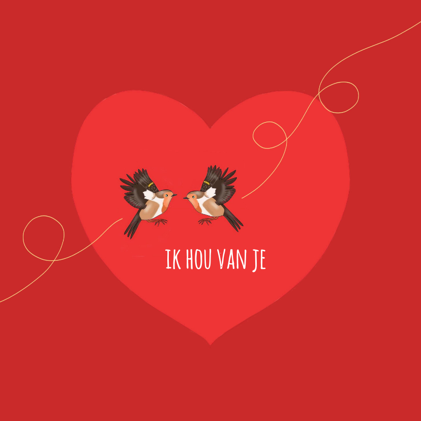 Liefde - twee roodborstjes - Liefde kaarten Liefde kaarten - Liefde - twee roodborstjes