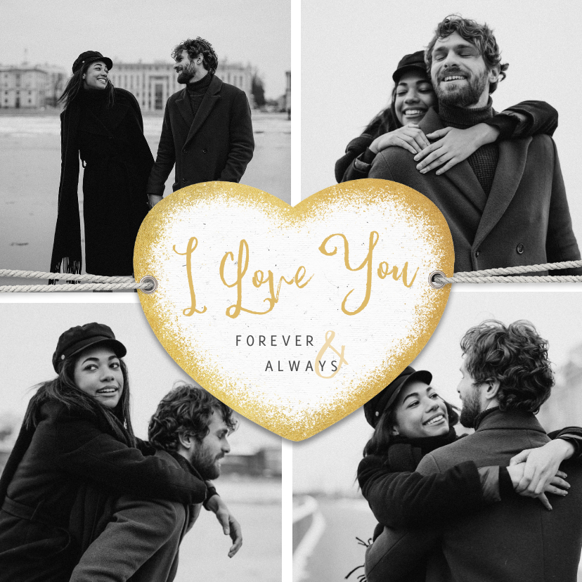 Liefdekaart I love you fotocollage persoonlijk hartje - Liefde kaarten Liefde kaarten - Liefdekaart I love you fotocollage persoonlijk hartje