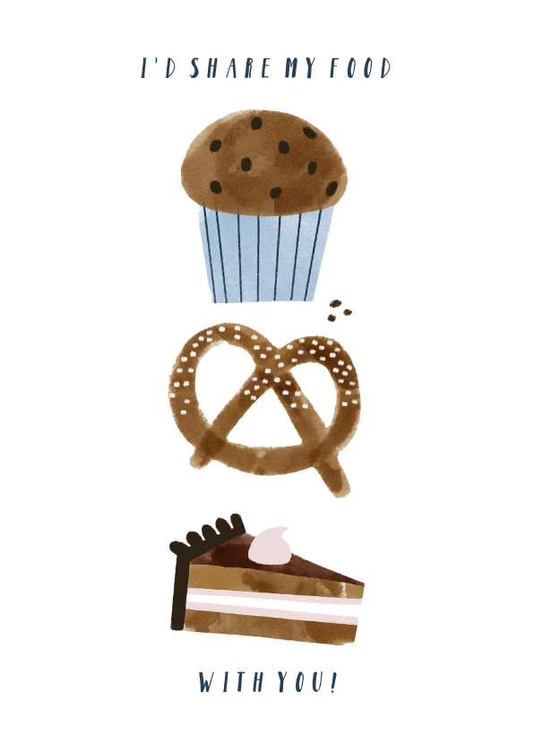 Liefdekaart I'd share my food with you en illustraties - Liefde kaarten Liefde kaarten - Liefdekaart I'd share my food with you en illustraties