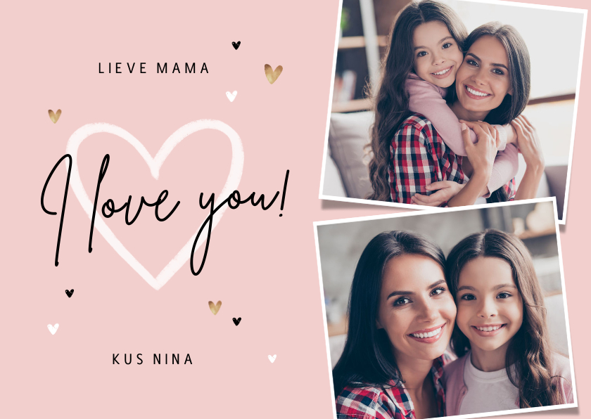 Liefdekaart persoonlijk foto's hartjes mama oma - Liefde kaarten Liefde kaarten - Liefdekaart persoonlijk foto's hartjes mama oma