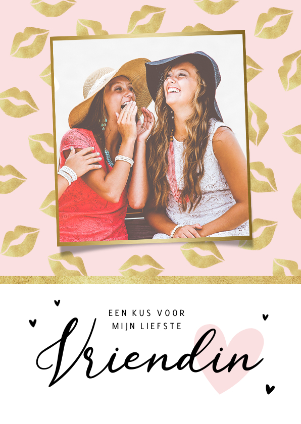 Liefdekaart vriendschap vriendin kusjes hartjes foto - Liefde kaarten Liefde kaarten - Liefdekaart vriendschap vriendin kusjes hartjes foto