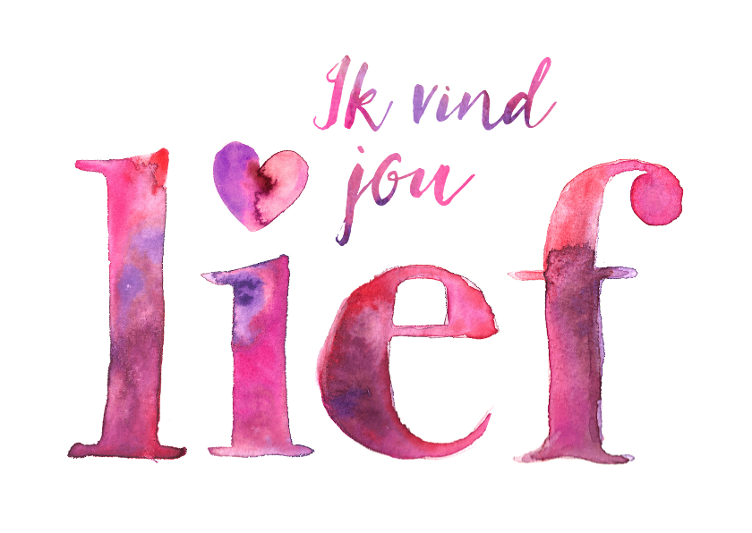 Liefdeskaart waterverf letters - Liefde kaarten Liefde kaarten - Liefdeskaart waterverf letters