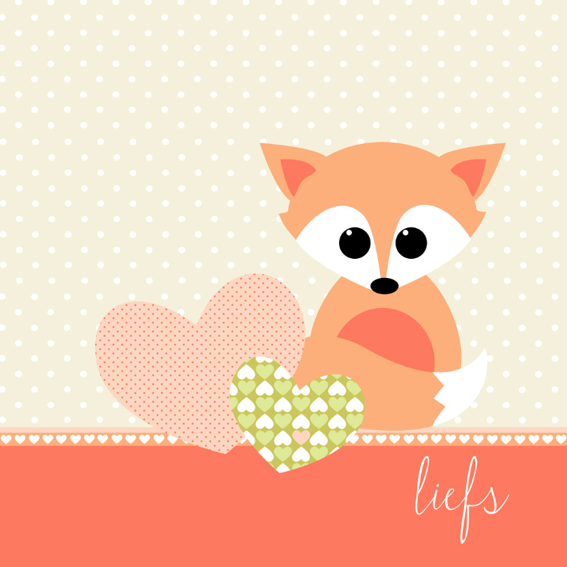 Liefs vosje en harten - Liefde kaarten Liefde kaarten - Liefs vosje en harten