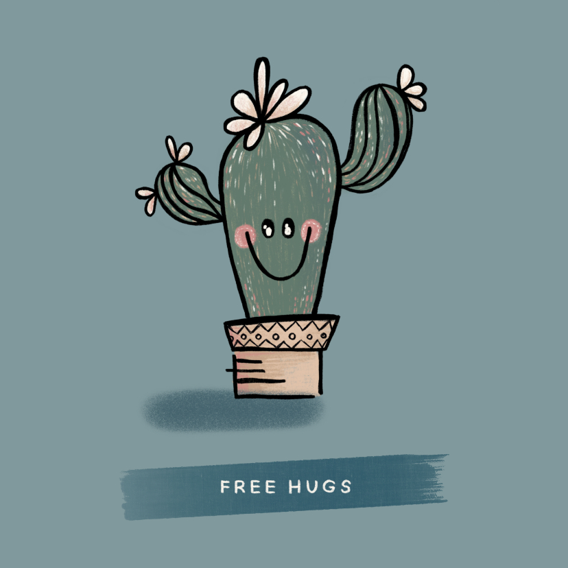 Lieve ik-denk-aan-je-kaart met vrolijke cactus - Liefde kaarten Liefde kaarten - Lieve ik-denk-aan-je-kaart met vrolijke cactus