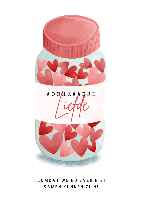 Lieve liefdekaart met voorraadje Liefde hartjes in pot - Liefde kaarten Liefde kaarten - Lieve liefdekaart met voorraadje Liefde hartjes in pot