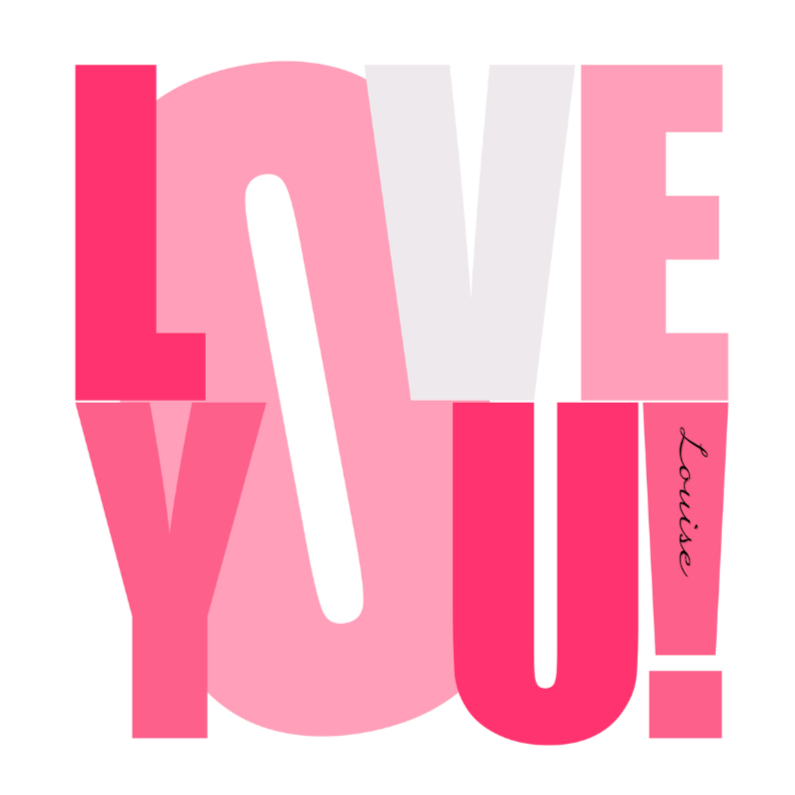 Woorden Love you! Roze - BK - Liefde kaarten Liefde kaarten - Woorden Love you! Roze - BK