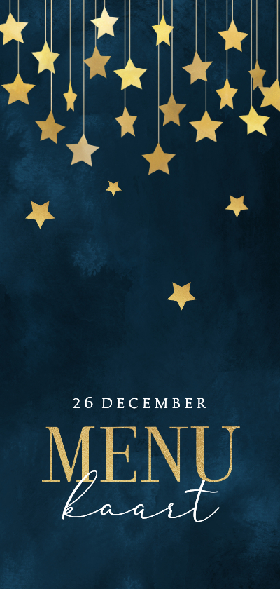 Chique menukaartje kerstdiner sterrenhemel goud sterren - Menukaarten Menukaarten - Chique menukaartje kerstdiner sterrenhemel goud sterren