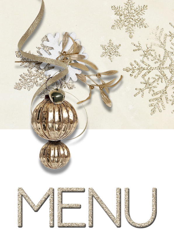 Kerst menukaart trendy chique kerstbal - Menukaarten Menukaarten - Kerst menukaart trendy chique kerstbal