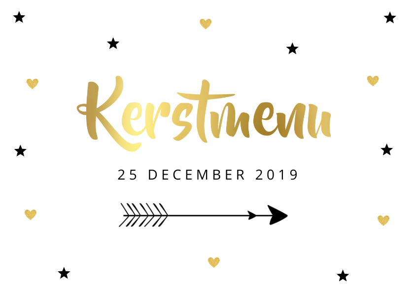 Kerstmenukaart hartjes sterren pijl - Menukaarten Menukaarten - Kerstmenukaart hartjes sterren pijl