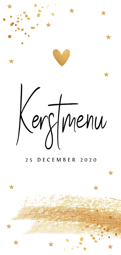 Kerstmenukaart langwerpig gouden confetti - Menukaarten Menukaarten - Kerstmenukaart langwerpig gouden confetti