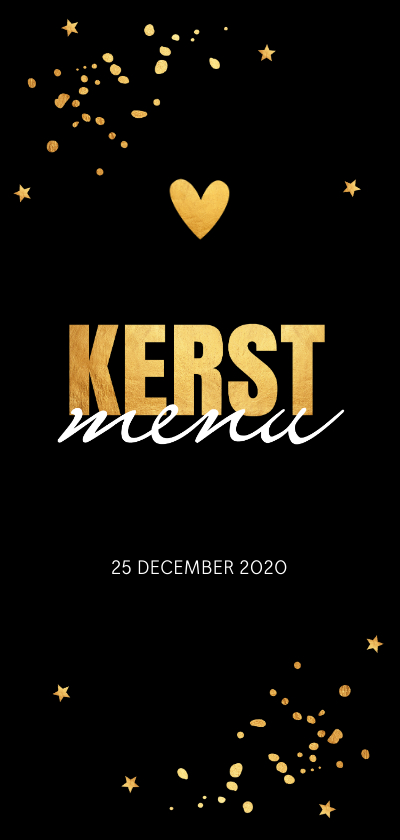 Kerstmenukaart langwerpig sterren goud banner - Menukaarten Menukaarten - Kerstmenukaart langwerpig sterren goud banner