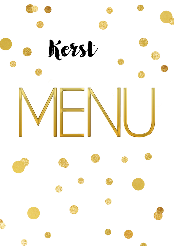 Menu Kerst confetti goud - Menukaarten Menukaarten - Menu Kerst confetti goud