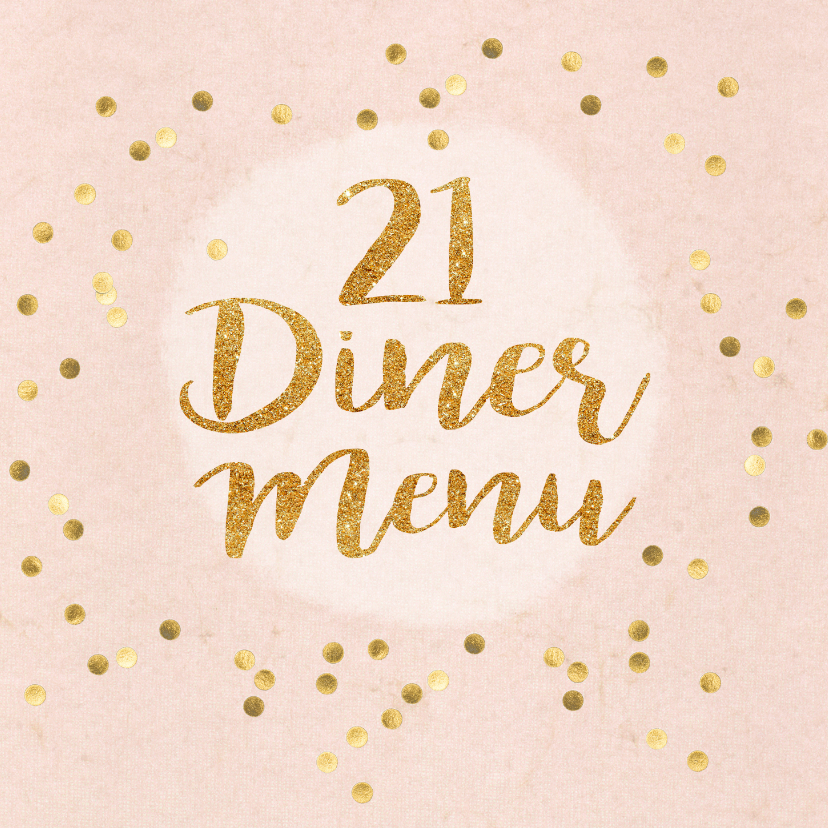 Menukaarten - menukaart 21 diner roze met gouden letters