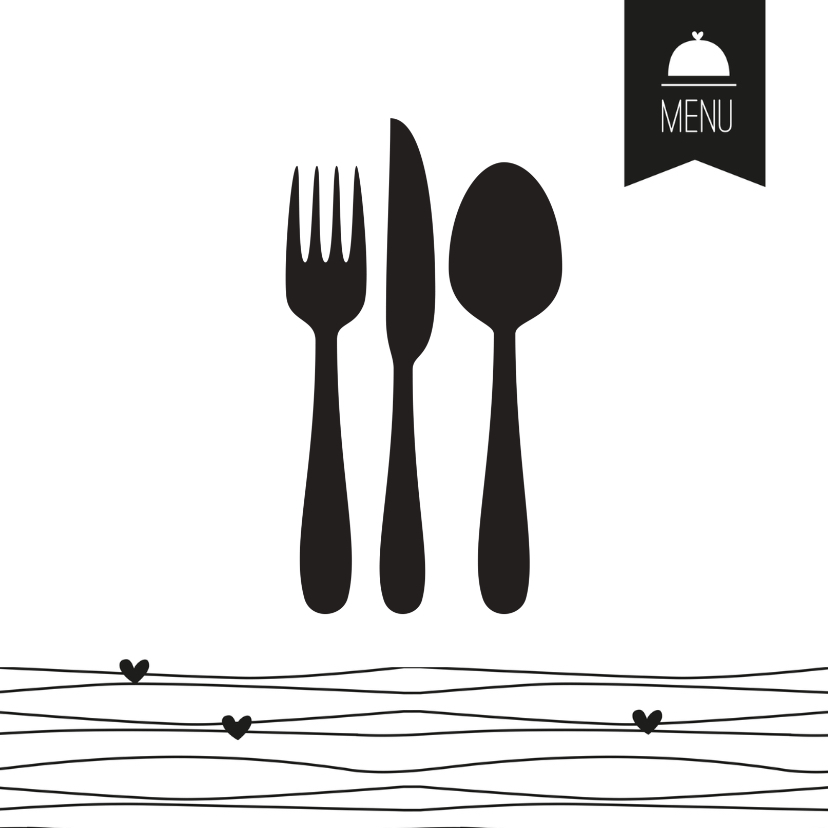 Menukaart bestek Black&White - Menukaarten Menukaarten - Menukaart bestek Black&White