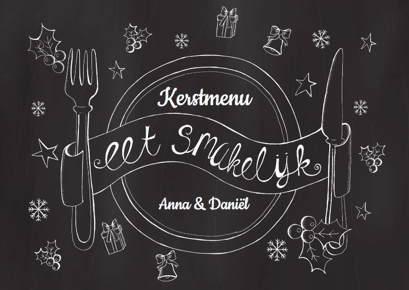 Menukaart kerst chalkboard - Menukaarten Menukaarten - Menukaart kerst chalkboard