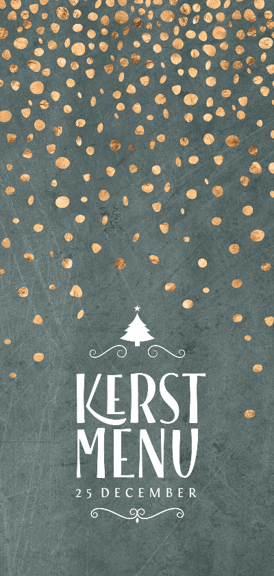 Menukaart kerst groen met confetti - Menukaarten Menukaarten - Menukaart kerst groen met confetti