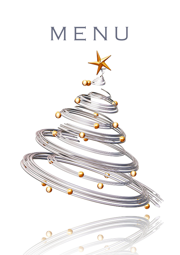 Menukaart kerstdiner met kerstboom - Menukaarten Menukaarten - Menukaart kerstdiner met kerstboom