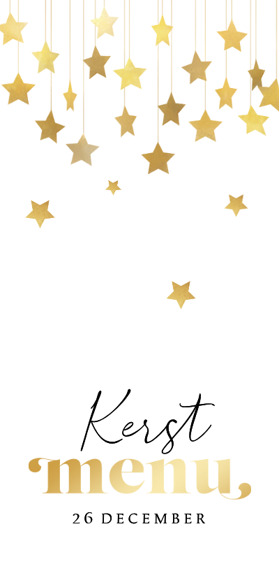 Menukaart kerstdiner sterren goud hip - Menukaarten Menukaarten - Menukaart kerstdiner sterren goud hip