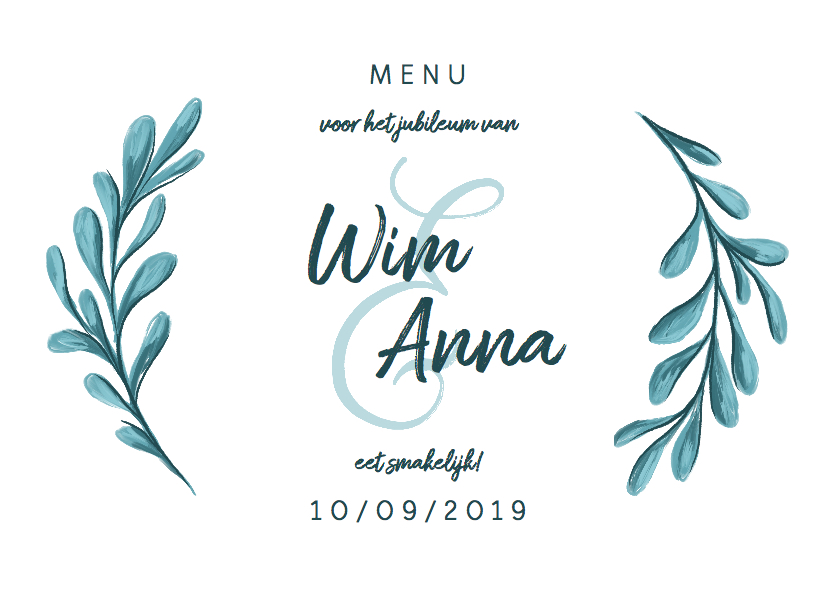 Menukaart met geschilderde bladeren liggend - Menukaarten Menukaarten - Menukaart met geschilderde bladeren liggend