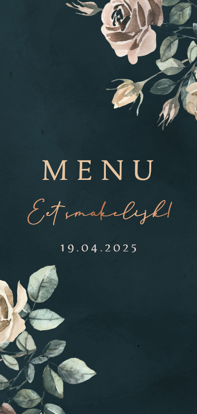 Menukaarten - Menukaart met klassieke bloemen