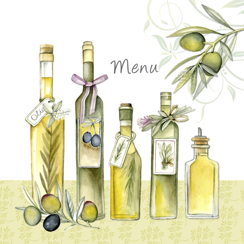 Menukaart met leuke flesjes - Menukaarten Menukaarten - Menukaart met leuke flesjes