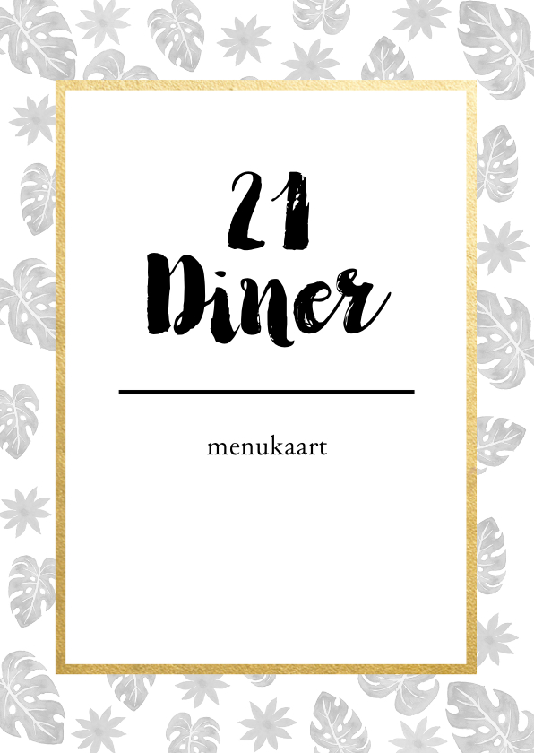 Menukaarten - Menukaart voor een 21 diner met botanische print