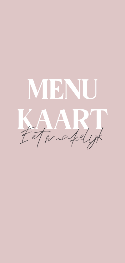 Minimalistische menukaart roze eet smakelijk - Menukaarten Menukaarten - Minimalistische menukaart roze eet smakelijk