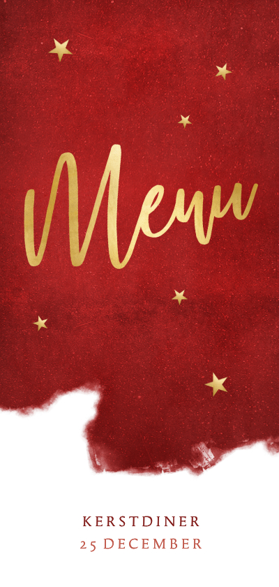 Sfeervolle menukaart warmrood voor het kerstdiner - Menukaarten Menukaarten - Sfeervolle menukaart warmrood voor het kerstdiner