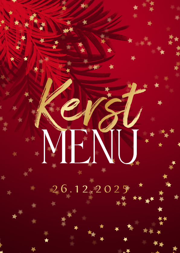 Stijlvolle kerstmenu kaart botanische bladeren sterren goud - Menukaarten Menukaarten - Stijlvolle kerstmenu kaart botanische bladeren sterren goud
