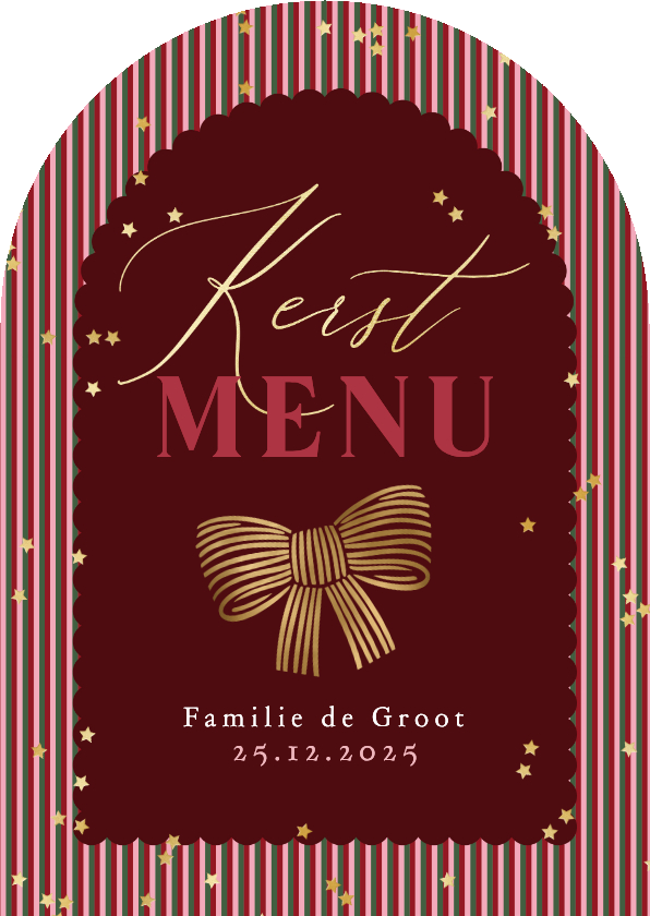 Stijlvolle menukaart kerst strik sterren goud boog - Menukaarten Menukaarten - Stijlvolle menukaart kerst strik sterren goud boog