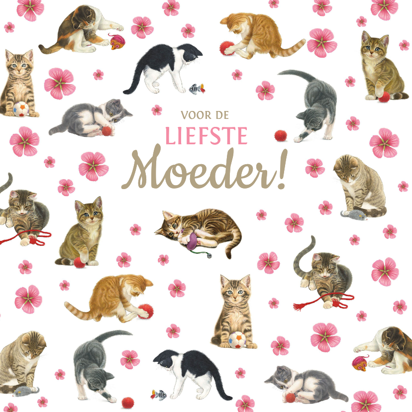 Collage kittens en bloemen voor moederdag - Moederdag kaarten Moederdag kaarten - Collage kittens en bloemen voor moederdag