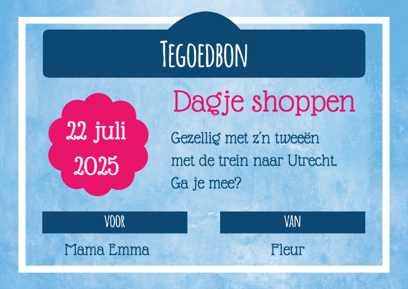 Een tegoedbon voor mama - DH - Moederdag kaarten Moederdag kaarten - Een tegoedbon voor mama - DH