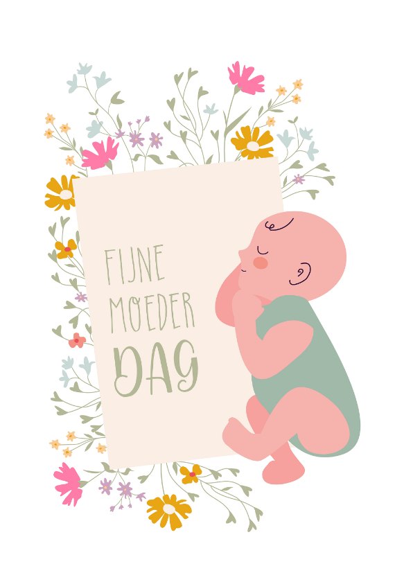 Moederdag kaarten - Fijne Moederdagkaart met slapende baby