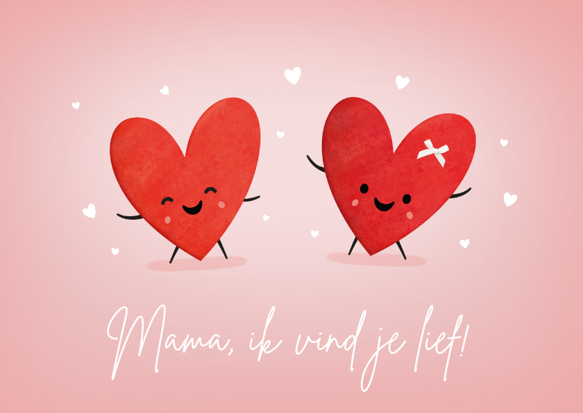 Moederdag kaarten - Grappige moederdagkaart met 2 hartjes met oogjes